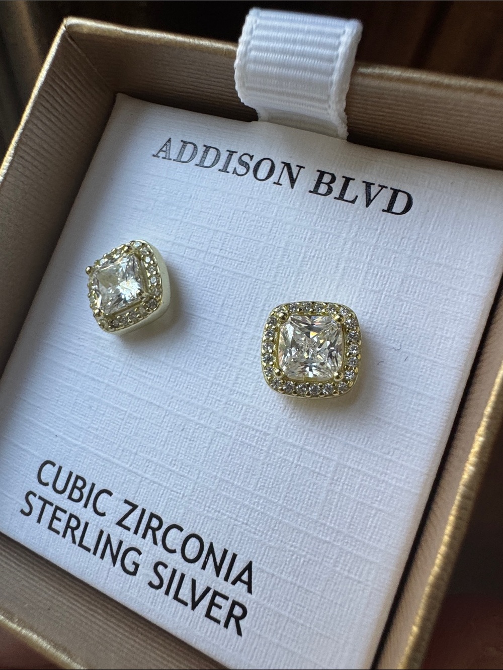 925 Sterling Silver CZ Cushion Halo Stud Earrings